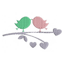 Stickdatei Frühlingsvögel auf Ast